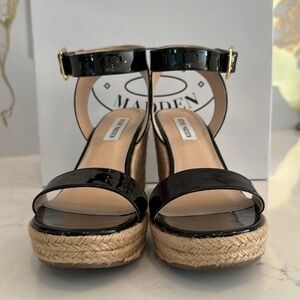 Steve Madden patent black wedge sandal